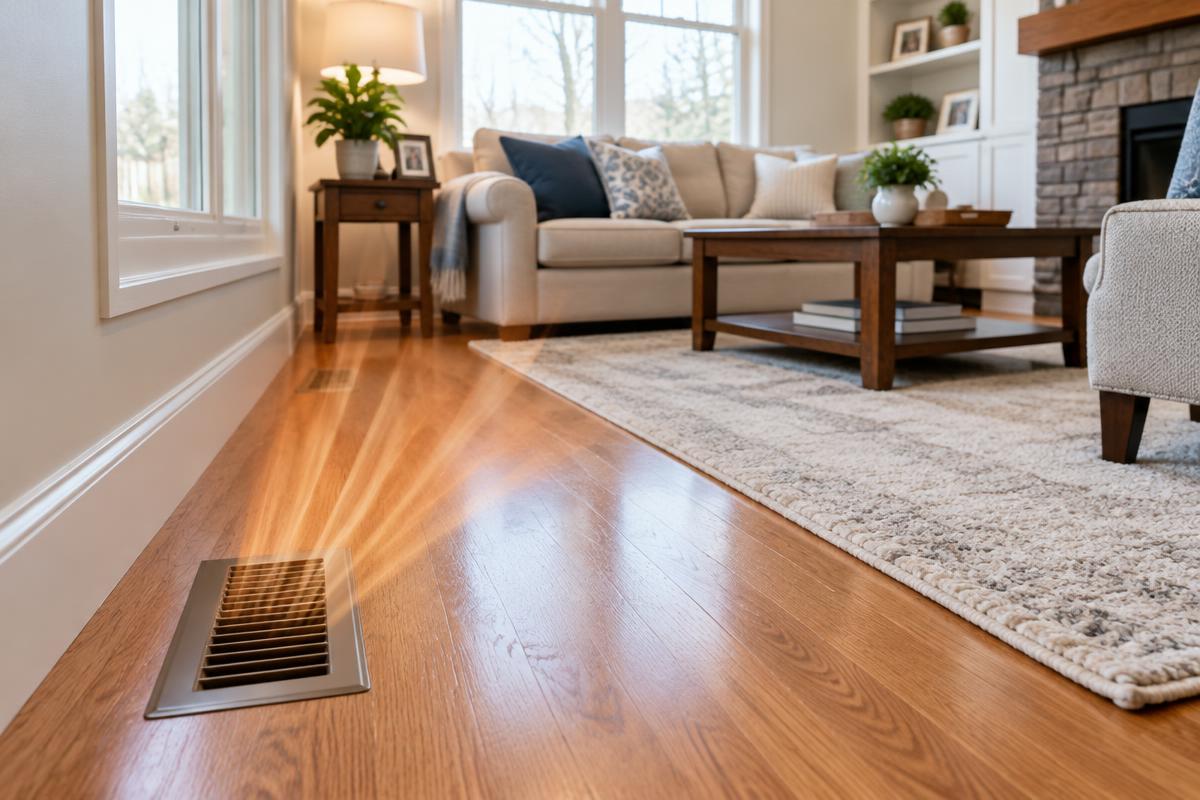 Illustrative fireplace and heating equipment